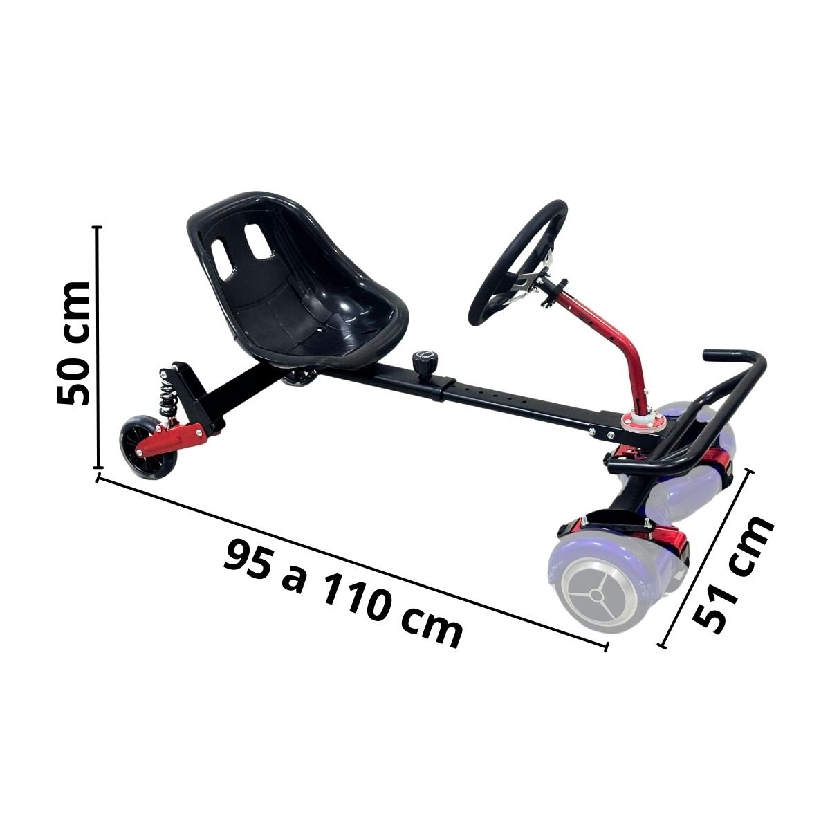 Carrinho para Hoverboard Hoverkart Universal com Encosto e Volante Carrinho de Rolimã Manobras Amort - 2