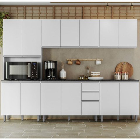 Cozinha Evidence 5 Peças com Paneleiro e Balcão com Tampo