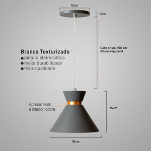 Lustre Pendente Mini Berlim Cinza para Quarto