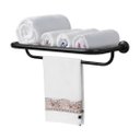 Ver imagem 1 de Porta Toalha Hotel Com Suporte Duplo Preto Fosco