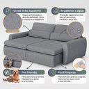 Ver imagem 3 de Sofá sem Caixa Retrátil Reclinável Charlie 2,10m Linho Pet Friendly D28 Vira Cama Casal Moderno Cinz