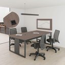 Ver imagem 4 de Mesa de Reunião para Escritório com Caixa de Tomada - Freijó e Preto
