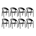 Ver imagem 2 de Conjunto 8 Cadeiras de Plástico Polipropileno Empilhável Glass Plus Preto