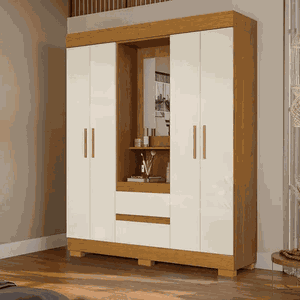 Guarda Roupa Isabely 4 Pts Capelinha Mdp 149 La - Nature/off White - Acp