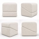 Ver imagem 4 de Puff Sense Bouclé Premium Assento Extra Decorativo para Sala Quarto Design Moderno Bege