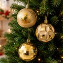 Ver imagem 4 de Bola Dourada Texturada Decoração Árvore Natal 6cm Kit 30PÇS