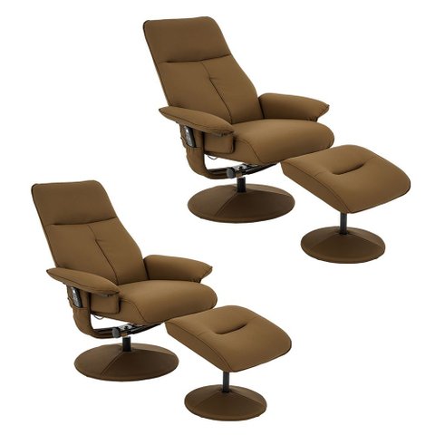 Kit 2 Poltronas do Papai Elétrica Giratória Reclinável com Apoio de Pés e Massagem Nebraska Pu Caram