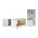 Ver imagem 4 de Quarto de Bebê com Guarda-Roupa 3 Portas Cômoda e Berço 4EM1 Minicama 100% MDF Mike Espresso Móveis Branco/Brilho/Amêndoa