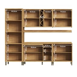 Cozinha Modulada Completa 5 Peças 12 Portas com Vidro e Tampo 100% Mdf Barbados Espresso Móveis - 5