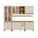 Ver imagem 3 de Armário de Cozinha Completa Modulada 5 Peças 12 Portas com Vidro e Tampo 100% MDF Barbados Espresso Móveis Bege/Amêndoa/Off White