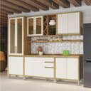 Ver imagem 2 de Cozinha Completa 100% Mdf 5 Peças 12 Portas com Vidro e Tampo Barbados Espresso Móveis