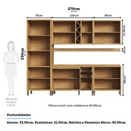 Cozinha Modulada Completa 5 Peças 12 Portas com Vidro e Tampo 100% Mdf Barbados Espresso Móveis - 4