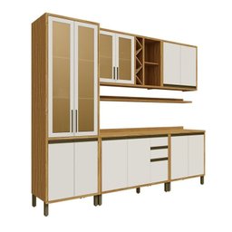 Cozinha Modulada Completa 5 Peças 12 Portas com Vidro e Tampo 100% Mdf Barbados Espresso Móveis - 3