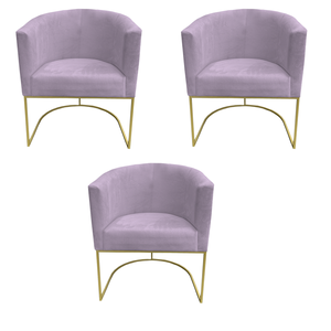 Kit 03 Poltronas Paola Sued Rosa Bebê - D'Classe Decor