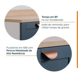 Lavanderia Modulada 3 Peças 2 Armários Aéreos 4 Portas 1 Balcão Arizona Cabecasa Madeiramadeira - 5