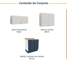 Lavanderia Modulada 3 Peças 2 Armários Aéreos 4 Portas 1 Balcão Arizona Cabecasa Madeiramadeira - 4