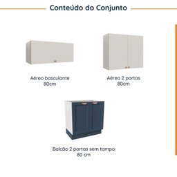 Lavanderia Modulada 3 Peças sem Tampo 2 Aéreos 4 Portas 1 Balcão Arizona Cabecasa Madeiramadeira - 4