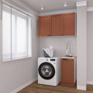 Lavanderia Modulada 2 Peças 1 Armário Aéreo 3 Portas 1 Balcão Arizona Cabecasa Madeiramadeira