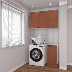 Lavanderia Modular 2 Peças sem Tampo 1 Aéreo 3 Portas 1 Balcão Arizona Cabecasa Madeiramadeira
