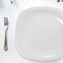 Ver imagem 2 de Jogo 8 Prato Raso Branco Quadrado Square 25,5cm Vidro Opalino Jantar em Casa Tem