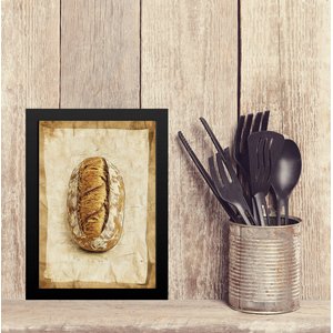 Quadro Decorativo Cozinha Pão Italiano 24x18cm:moldura Branca
