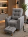 Ver imagem 1 de Poltrona de Amamentação Paris com Balanço e Puff Suede Premium | Conforto, Elegância e Qualidade