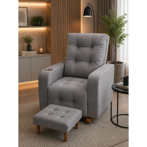 Poltrona de Amamentação Paris com Balanço e Puff Suede Premium | Conforto, Elegância e Qualidade
