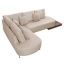 Ver imagem 4 de Sofá de Canto Nori Curva Ld 2,61m em Linho com Base Madeira