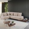 Sofá de Canto Nori Curva Ld 2,61m em Linho com Base Madeira - 1