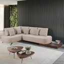 Ver imagem 1 de Sofá de Canto Nori Curva Ld 2,61m em Linho com Base Madeira