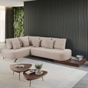 Ver imagem 1 de Sofá de Canto Nori Curvo Lateral Direita 3,23m em Linho com Base Madeira 5LUGARES