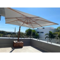 Ombrelone de Eucalipto Lateral Quadrado 3 X 3m com Floreira - Bege - 3 Ombrelone de Eucalipto Lateral Quadrado 3 X 3m com Floreira - Bege - 3