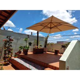 Ombrelone de Eucalipto Lateral Quadrado 3 X 3m com Floreira - Bege - 1 Ombrelone de Eucalipto Lateral Quadrado 3 X 3m com Floreira - Bege - 1