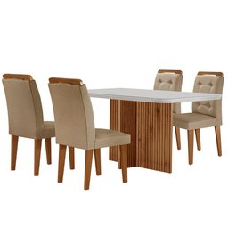Mesa Olímpia 120cm Mdf Vidro Canto Copo Com 4 Cadeiras - 6