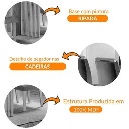 Mesa Olímpia 120cm Mdf Vidro Canto Copo Com 4 Cadeiras - 2