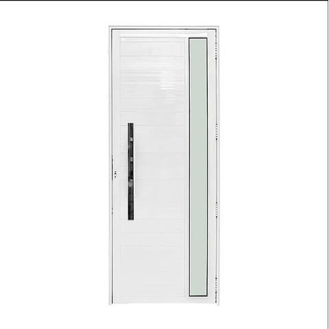 Porta de Giro Alumínio Branco Lambril C/visor Lateral Px 80cm Maxx
