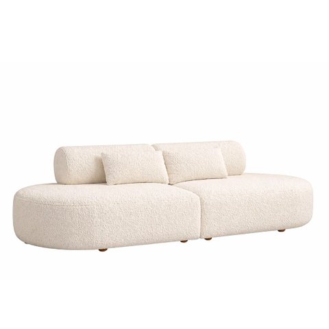 Sofá Orgânico Bi Partido 260cm Serina Bouclé Off White - Sallar Home