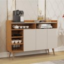 Ver imagem 1 de Aparador Buffet 3 Portas Com Nicho Retrô Celta - Nature/Off White - Lojas RPM