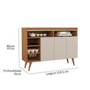 Ver imagem 6 de Aparador Buffet 3 Portas Com Nicho Retrô Celta - Nature/Off White - Lojas RPM