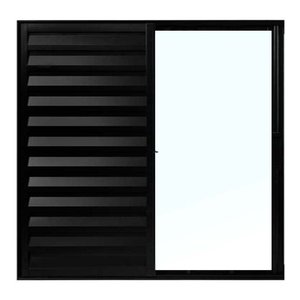 Janela de Alumínio Preto Veneziana de Correr 3 Folhas Sem Grade CMC Modular - 1.50 (L) X 1.00 (A)