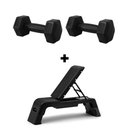 Ver imagem 1 de Kit Banco Step + Par de Halteres 9kg Ahead Sports Preto