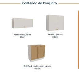 Lavanderia Modulada 3 Peças sem Tampo 2 Aéreos 4 Portas 1 Balcão Arizona Cabecasa Madeiramadeira - 4