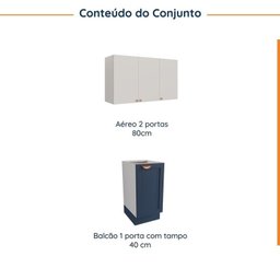 Lavanderia Modulada 2 Peças sem Tampo 1 Aéreo 3 Portas 1 Balcão Arizona Cabecasa Madeiramadeira - 4