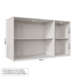 Lavanderia Modulada 2 Peças sem Tampo 1 Aéreo 3 Portas 1 Balcão Arizona Cabecasa Madeiramadeira - 7