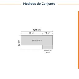 Lavanderia Modulada 2 Peças sem Tampo 1 Aéreo 3 Portas 1 Balcão Arizona Cabecasa Madeiramadeira - 3