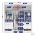 Ver imagem 6 de Guarda-roupa Casal 2 Portas 6 Gavetas 100% Mdf Hawai Ripado