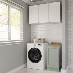 Lavanderia Modulada 2 Peças 1 Armário Aéreo 3 Portas 1 Balcão Arizona Cabecasa Madeiramadeira