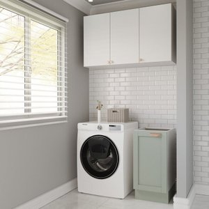 Lavanderia Modulada 2 Peças sem Tampo 1 Aéreo 3 Portas 1 Balcão Arizona Cabecasa Madeiramadeira