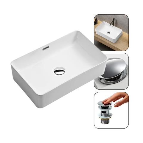 Cuba Sobrepor Porcelana Retangular C/ Válvula Click Mx206