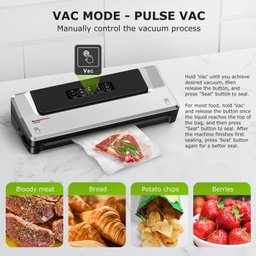 Seladora a Vácuo Bonsenkitchen, Compacta, 4 Modos, Kit Completo, Prata - 5